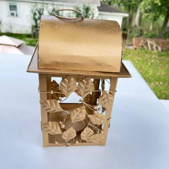 Gold Finish Metal Candle Lantern Handcrafted Metalworks‎ 9x6inch - Picture 4 of 11